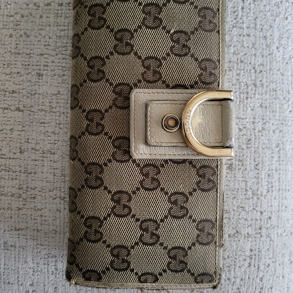 Gucci Beige and Dark Brown Monogram Wallet